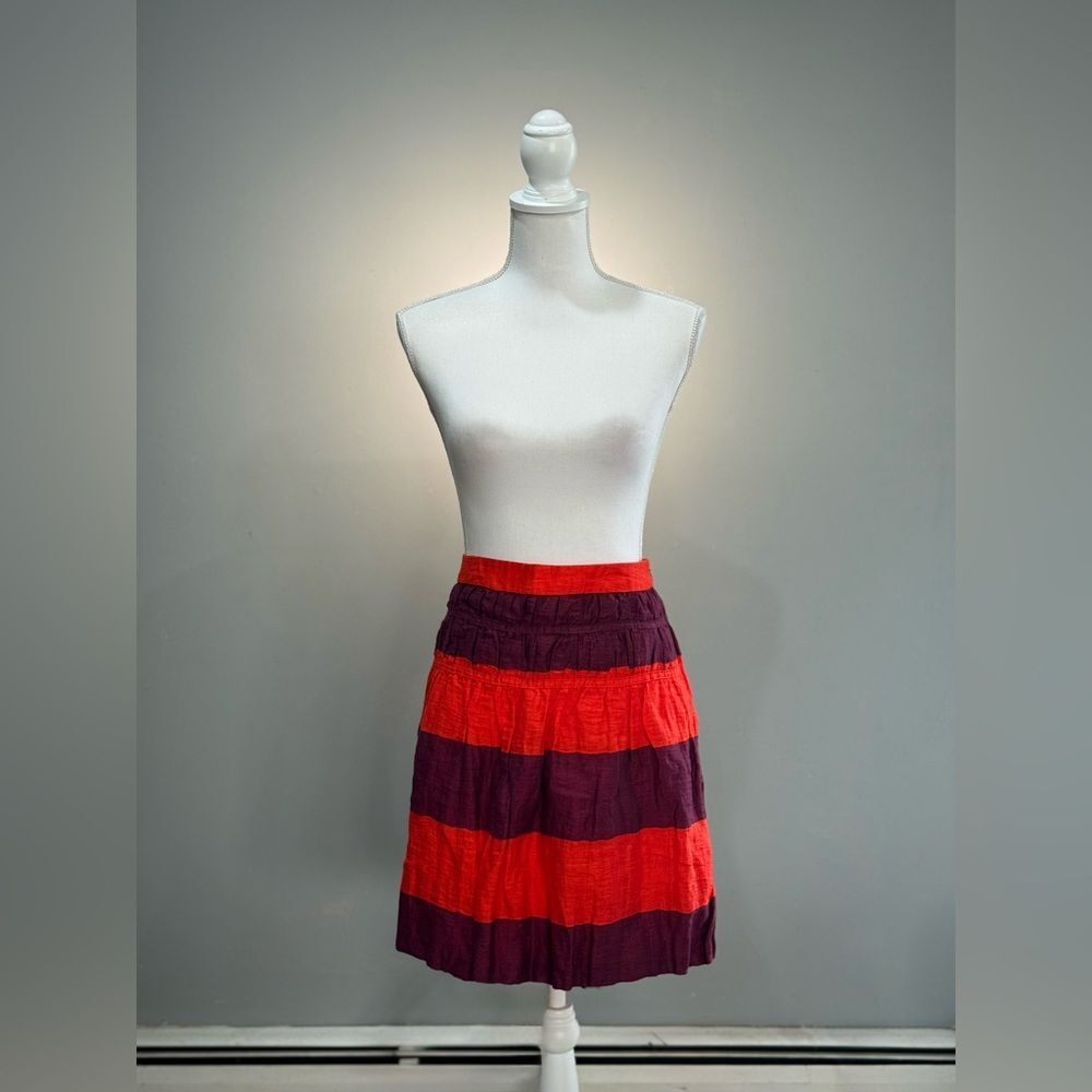 SALE! Purple & Red LOFT Striped Linen Blend Skirt Size 10 EUC
